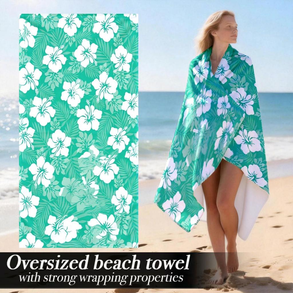 Hawaiian Floral Oversized Beach Towel Patterned Sunscreen And Windproof Suitable For Swimming Pool Camping Travel Blanket