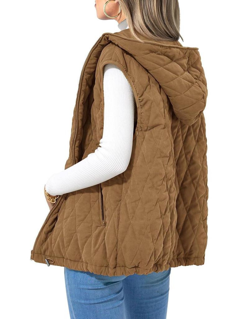 2024 Autumn/Winter Women's Hooded Cotton Vest Lightweight Gilet Warm Outerwear