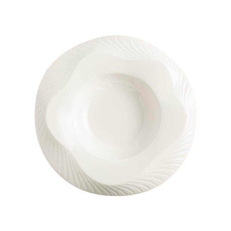 White Porcelain Straw Hat Plate Irregular Soup Plate Hotel Restaurant Molecular Cooking Plate Vegetable Plate French Dessert Plate Pasta Plate