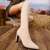 Fashion Plus Size Over-the-Knee Women's Boots 2024 Shoes Female Modern Boots Women Sewing Pointed Toe Thin Heels Slip On Ladies Shoes