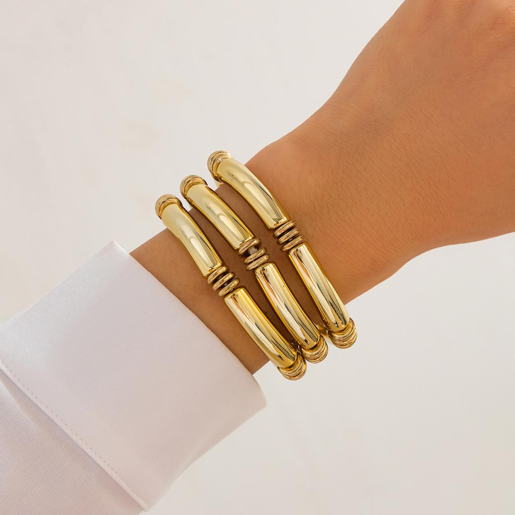 Retro beaded elbow stacked bracelet set, cold wind personality geometric bracelet jewelry