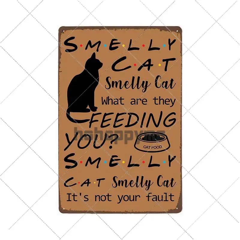 Funny Black Cat Pet Animal Cartoon Metal Tin Sign Vintage Poster Decorative Wall Plates Plaque Retro Home Decor 20x30cm