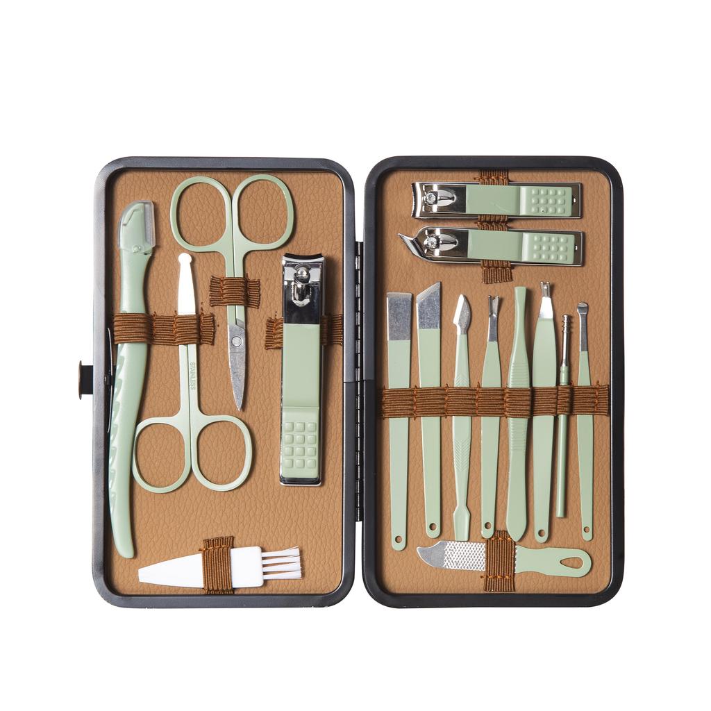 7/16/24 Pcs New Green Stainless Steel Manicure Set, Pedicure Tools Eyebrow Trimming Scissors For Men And Women, Manicure Tools, New Year Gift