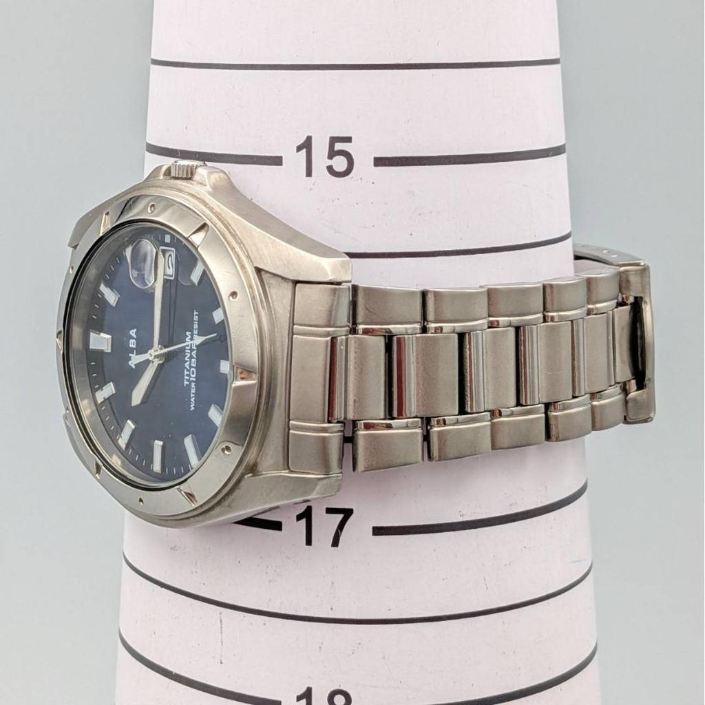 Used [RareNew Battery] Vintage Seiko ALBA Titanium Blue Dial 10BAR