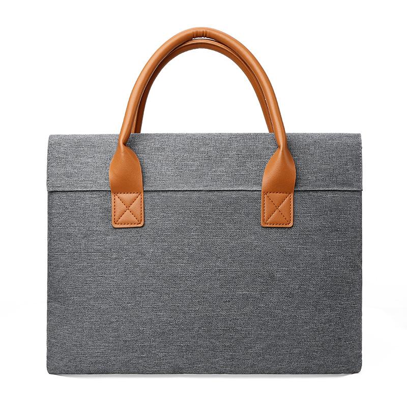 Large capacity solid color briefcase business commuter men's and women's A4 file bag 15.6 inch laptop bag exhibition bag
