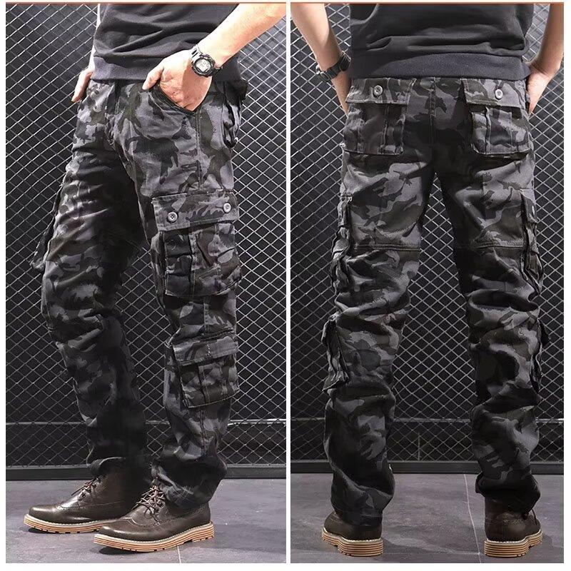 Pantalon de camouflage décontracté pour hommes, grande taille, multi-poches, ample, pantalon de chantier, pantalon de travail, pantalon tactique