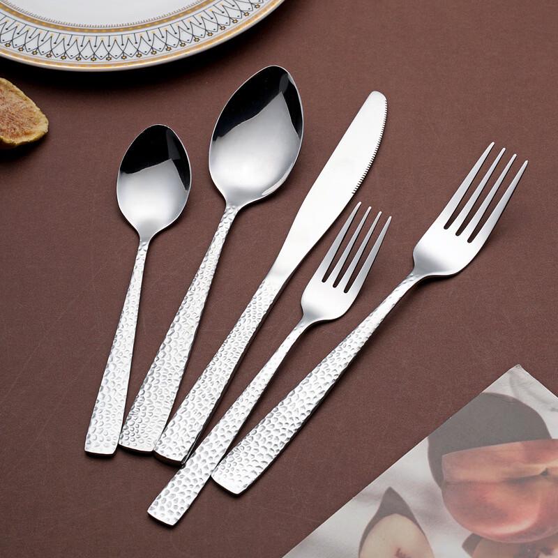 Ru Han Hammered Stainless Steel Dinner Fork Set (5-Piece)