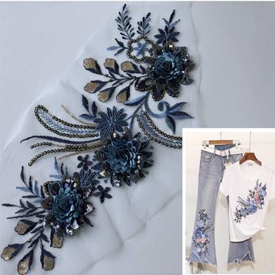 Colorful Flower Clothing Embroidered Embroidery Patch Appliques Sequin Sew Clothing Accessory