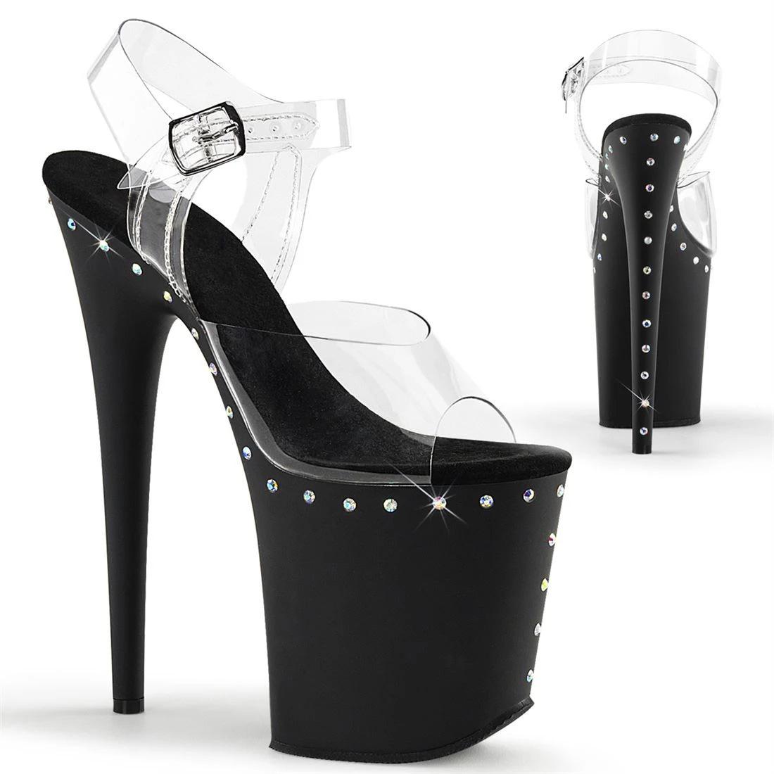 

20 см инкрустированные стразами водонепроницаемые сандалии на высоком каблуке/высоком каблуке 45 чёрный