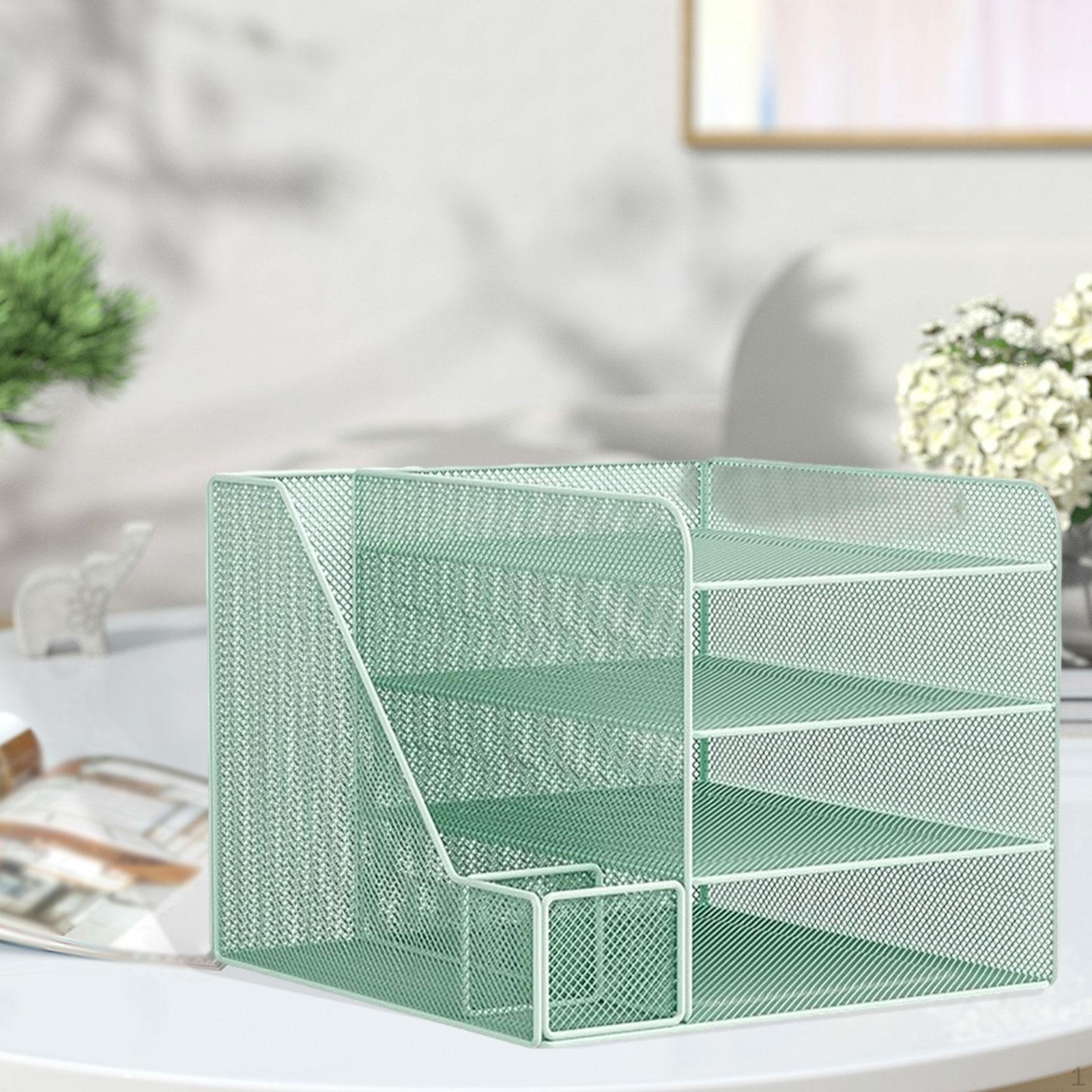 

Настольный органайзер для хранения документов, книжная полка, портативный сетчатый держатель для файлов, экономящий место, бумага зелёный