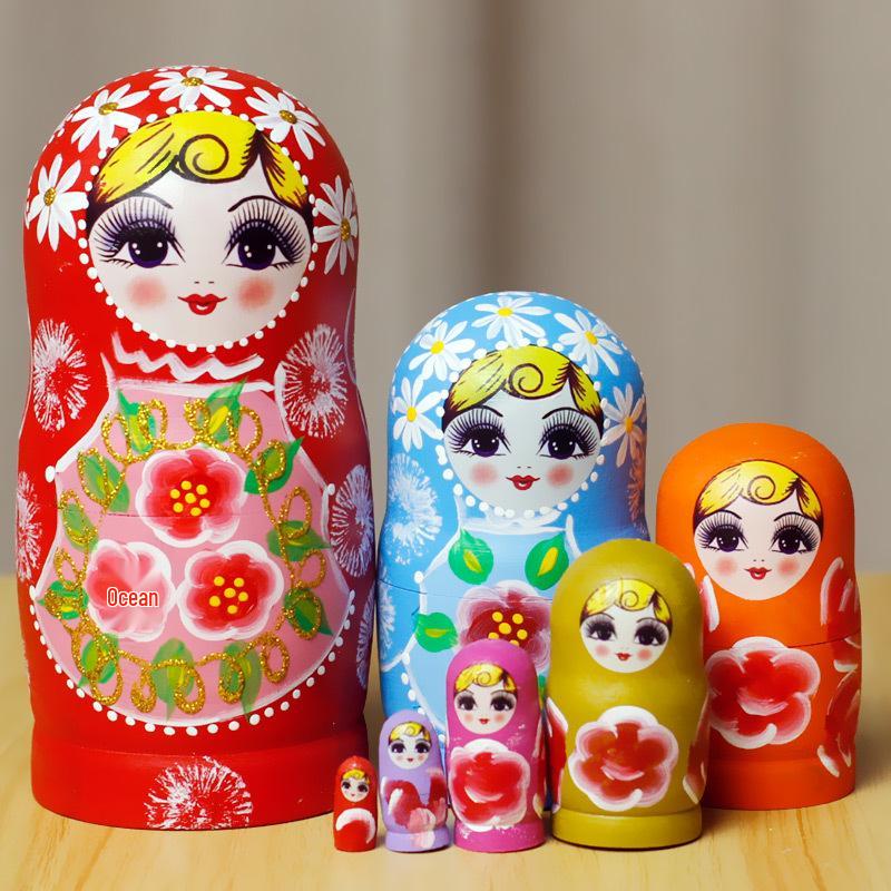 10-Layer Russian Nesting Doll - Creative Wooden Toy & Birthday Gift for Kids, Craft Figurine & Travel Souvenir.
