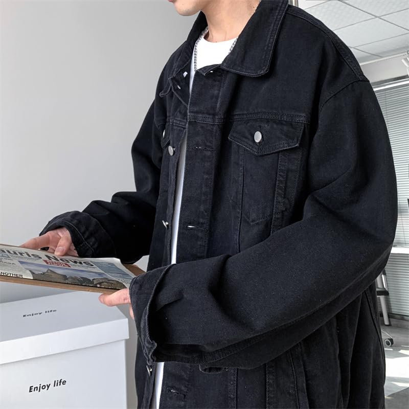 East Rain Black Denim Plus FUN215 Men's Jacket, Spring, Autumn, Winter, Sizes,