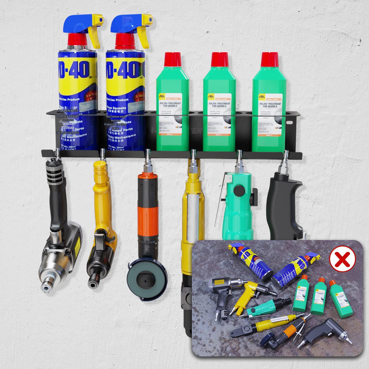 

Настенный органайзер для аэрозольных баллончиков и инструментов для гаража или дома 44*12.5*9.5 1KG (1-pack)