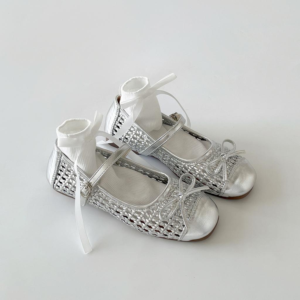 Retro silver flat Mary Jane shoes summer skirt non-slip cool single shoes