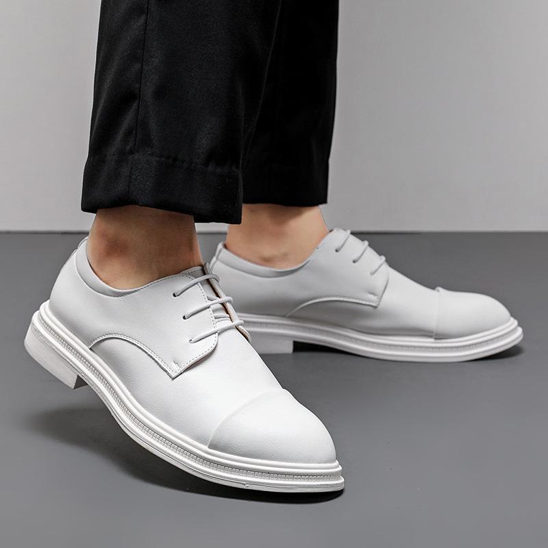 Men's Business Dress Leather Shoes Fashion New Casual Leather Shoes Trend British Style Wedding Shoes Men's White Leather Shoes