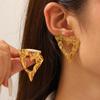 Orecchini Esagerati a Forma di Cuore in Acciaio di Titanio - Stile Europeo-Americano di Lusso Leggero