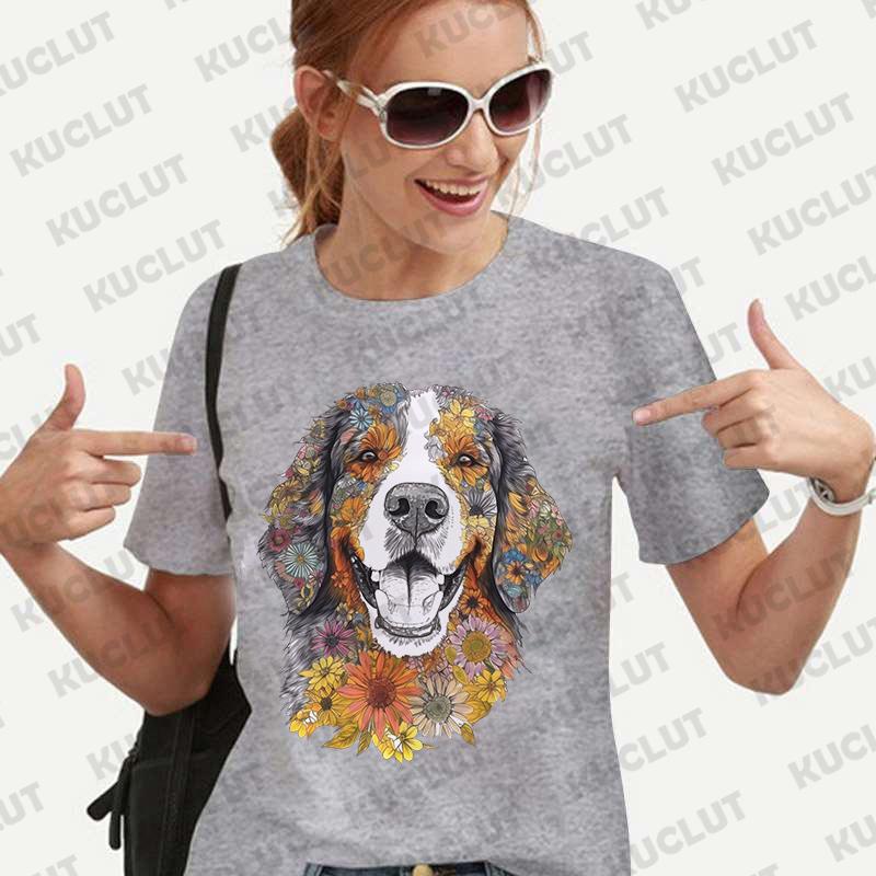 Dámské tričko s květinovým vzorem a čivavou, módní halenka s krátkým rukávem, Harajuku Ulzzang letní Y2k topy, dámské estetické oblečení