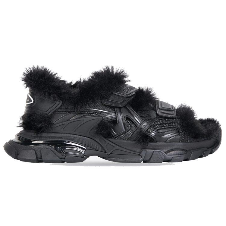 Balenciaga Track Sandal Fake Fur Black 668561W3CQ31000