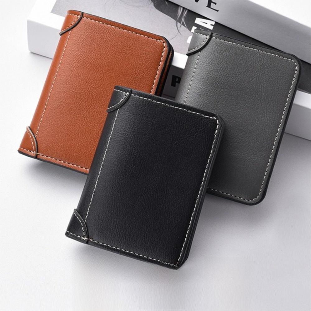 Foldable Wallet Men Short Wallet Slim PU Leather Card Holder Simple Business Clutch Bag  Men