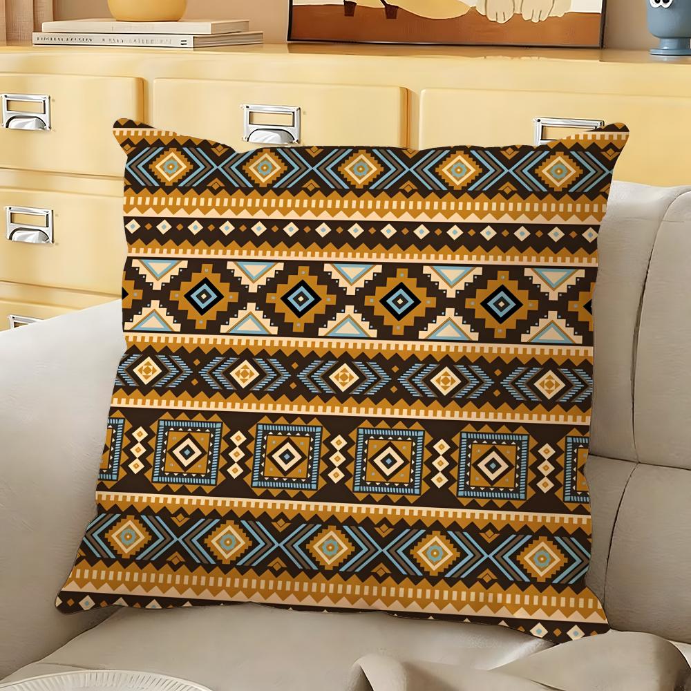 Tribal Indian Ethnic Pattern Cushion Cover Soft Durable Reversible Pillow Cover Home Car MultiScene Daily Comfort Pillowcase