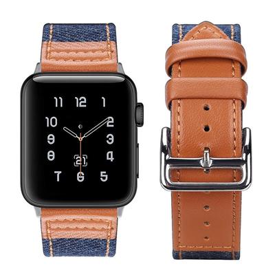 Strap for Apple Watch Band 49mm 45mm 44mm 40mm 41mm 42mm 38mm Denim Leather Wristband Bracelet for IWatch Ultra Series 8 7 6 5 4 3 SE