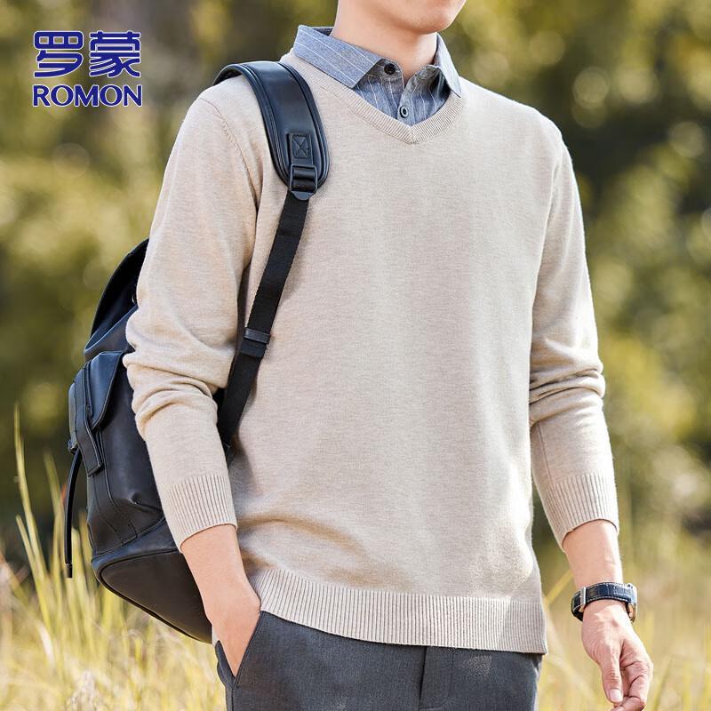 Romon Men's Faux Two-Piece Knit Sweater