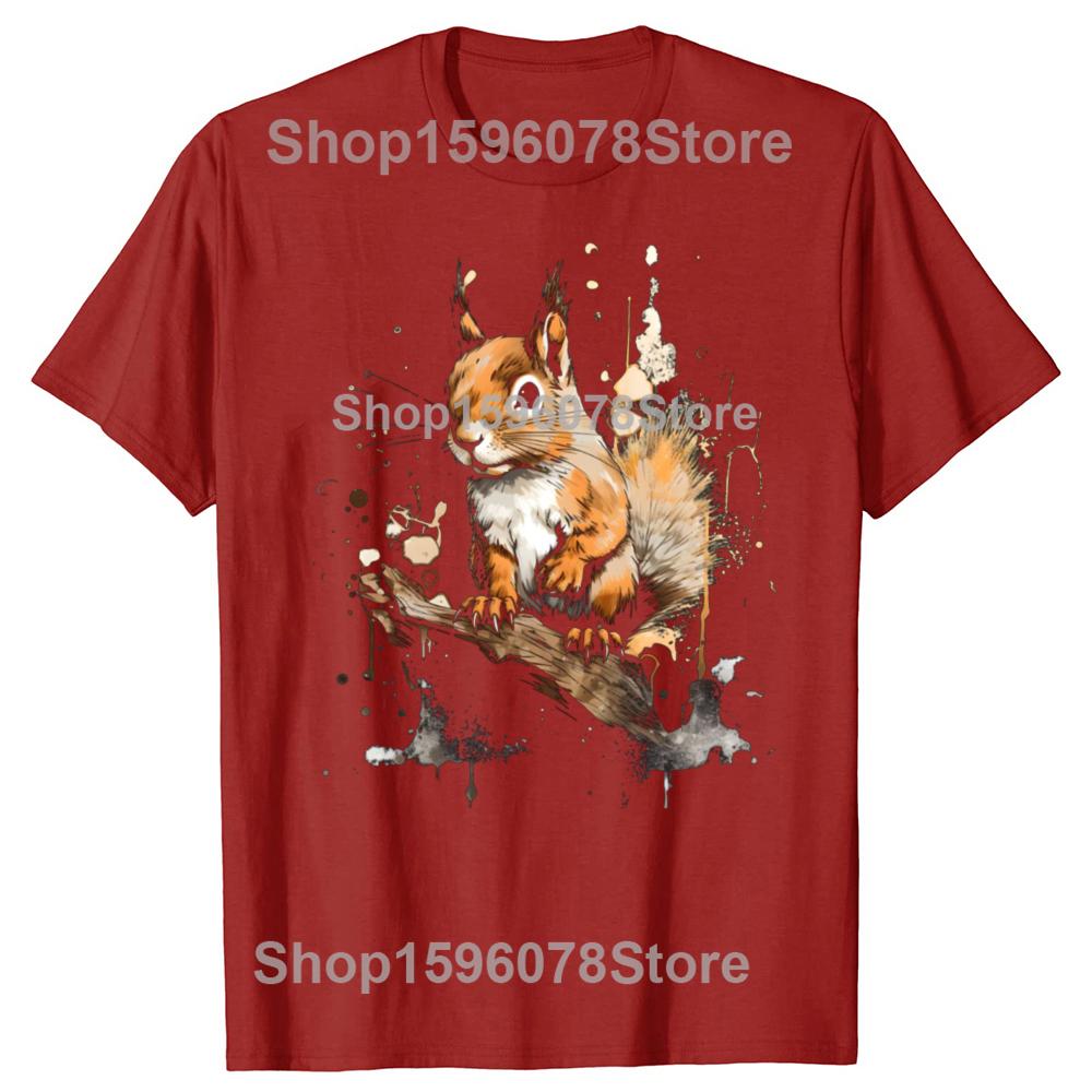 Funny Squirrel T Shirts Cotton Streetwear Short Sleeve Birthday Gifts Mens Clothing Fashion Casual Loose Oversized T Shirt