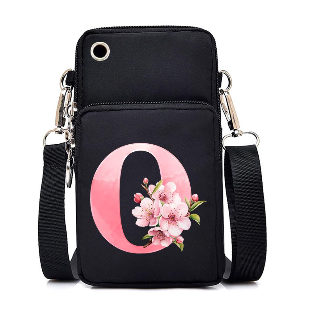2024 Mobile Phone Bag Women's Messenger Bag New Alphabet Letter Printing Black Shoulder Bag Change Bag