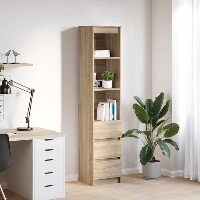VidaXL High Buffet Sonoma Oak 37.5x35x180 Cm Engineered Wood, Cabinet, Sideboard, High Storage Cabinet, 861663