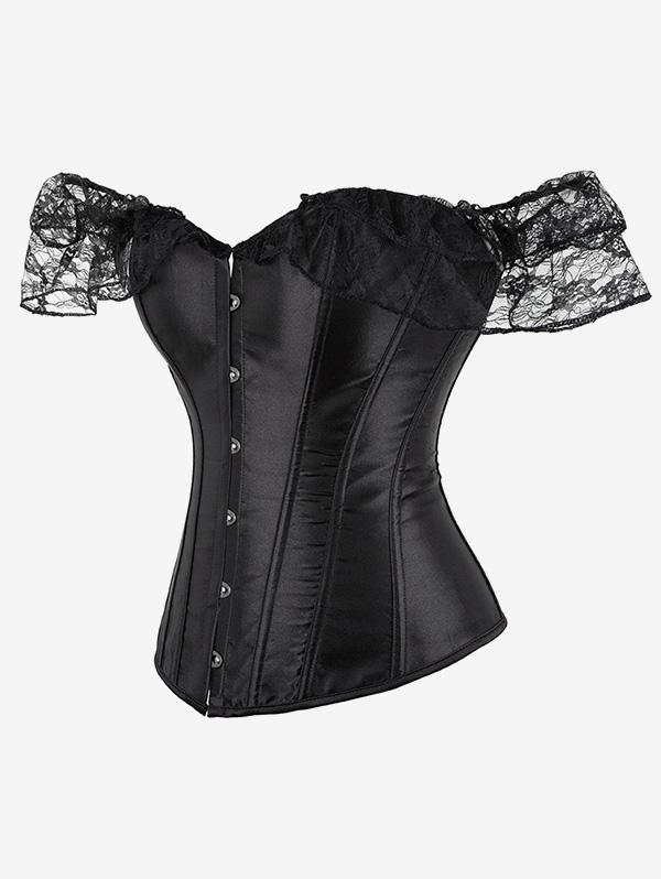 Rosegal Gothic Off The Shoulder Lace Panel Lace-up Boning Corset Top