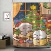 Cartoon CUTE Bubu Dudu Shower Curtain Outdoor Scenery Summer Vacation Bathroom Decor Holiday Polyester Bath Curtain With Hooks