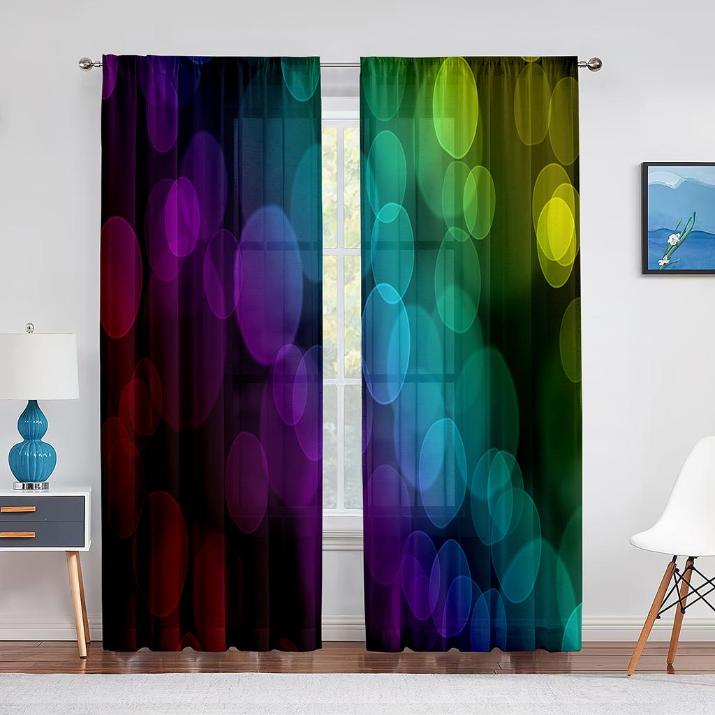 Geometry Koła Drukowana Woalowa Zasłona Paskowa Sztuka Linii Szyfonowa Tiulowa Zasłona Okienna Salon Sypialnia Kuchnia Draperia Dekoracja Domu