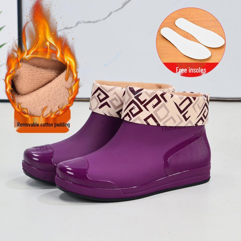 Damen Kurze Regenstiefel: Warme, rutschfeste, wasserdichte Gummischuhe für den Außenbereich