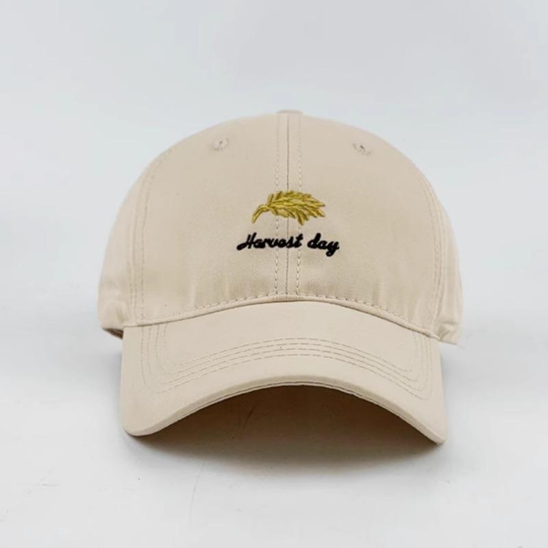 New hat women's personality fashion letters wheat ear embroidery baseball cap outdoor sunshade sunscreen windproof cap men