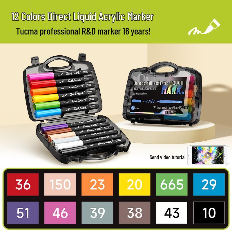 Taichi Touchmark Black Liquid Acrylic Marker for Elementary Art - Soft Tip Pen