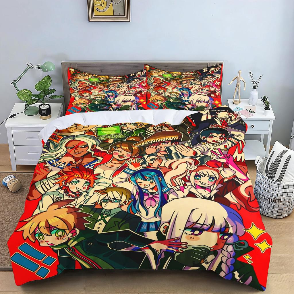 Danganronpa Anime Duvet Cover Set Monokuma Cartoon Bedding Set Quilt Cover Pillowcase Soft Bed Bedroom Decor Home