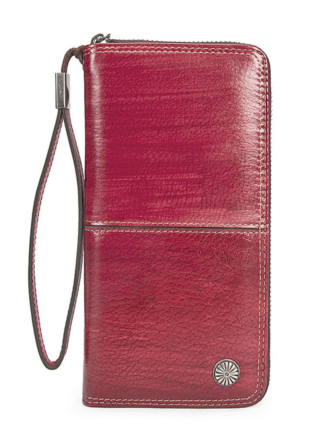 

BHAKTI 2023 Большой Кошелек из Натуральной Кожи с Декоративной Молнией, Женский Многофункциональный Кошелек из Коровьей Кожи - 36 Отделений для Карт,