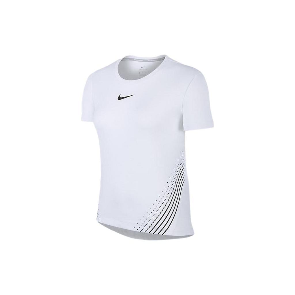 Nike Vintage Logo Print Crew Neck Sports T-Shirt Women Tops White AQ5205-100