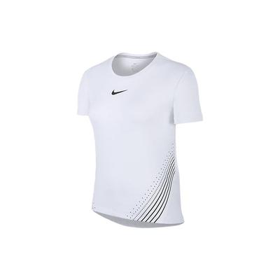 Vintage Logo Print Rundhals Sport T-Shirt Damen Tops Weiß AQ5205-100