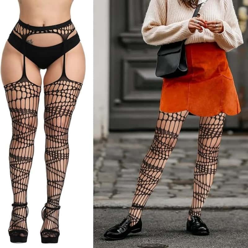 Elastic Plus Size Women Long Socks Thigh High Stocking Black White Lace Top Over The Knee Sexy Stockings With Silicone Anti-Slip