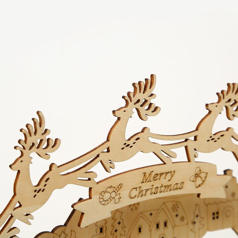 3D dřevěné puzzle se světlými vánočními stavebnicemi Řemeslné puzzle hračky Dřevěné domácí dekorace Vánoční dárky pro děti
