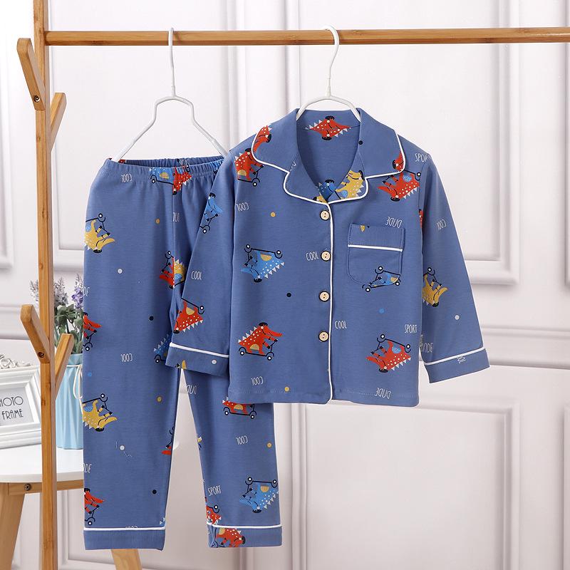 2026 Children's Cotton Spring/Autumn Casual Pajama Set - Open Front, Two-Piece for Older Kids