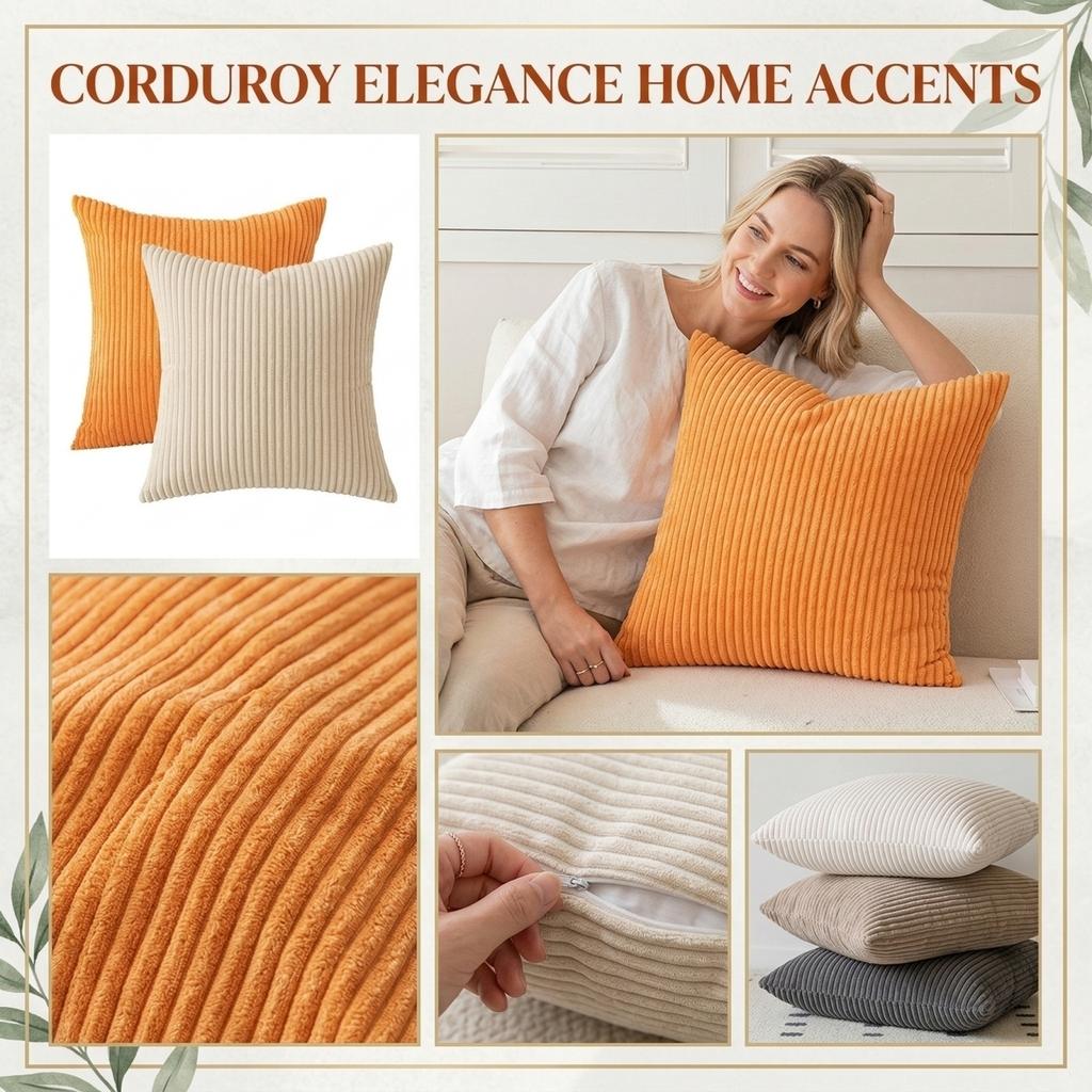 Fine Stripe Corduroy Throw Cover For Living Room Sofa