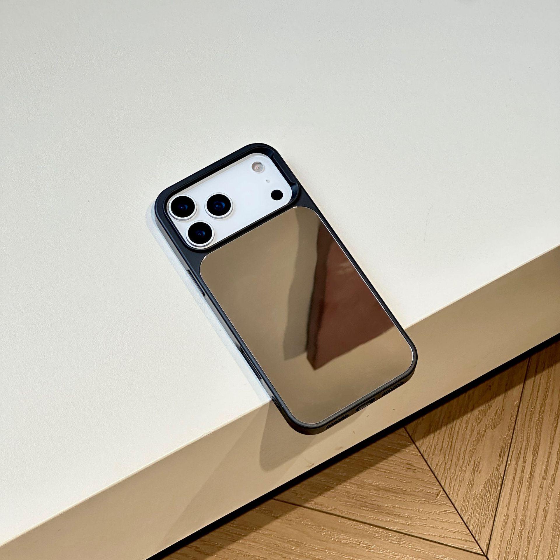 Acrylic Mirror Phone Case: Compatible with Apple 17 Pro/17 Pro Max/16/15, with Makeup Mirror Feature iPhone 15 чёрный