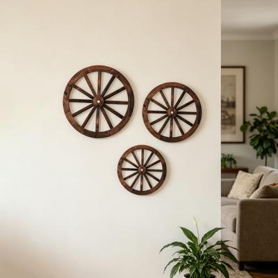 Ruota di Carro in Legno Decorazione da Parete Ruota Retrò Arte da Parete Fattoria Vintage Vecchi Ornamenti Appesi Occidentali per Casa Ufficio Cabina Decorazione a Tema Western