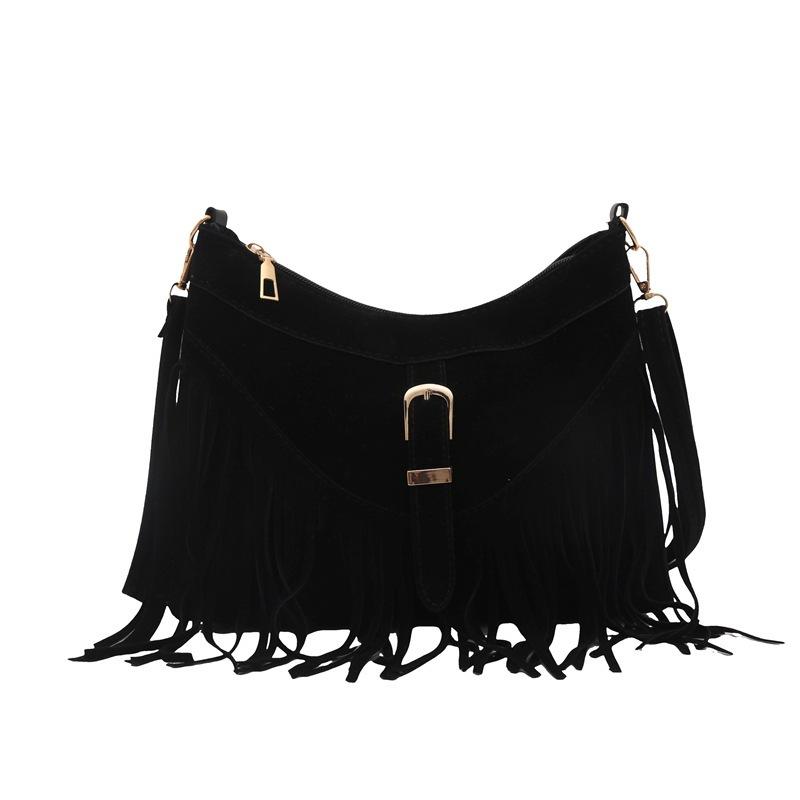 Long Tassel Women Cross Body Bag Shoulder Bag Handbags Large Capacity Women Tote Bag Fashion Ladies Handbag Black Brown
