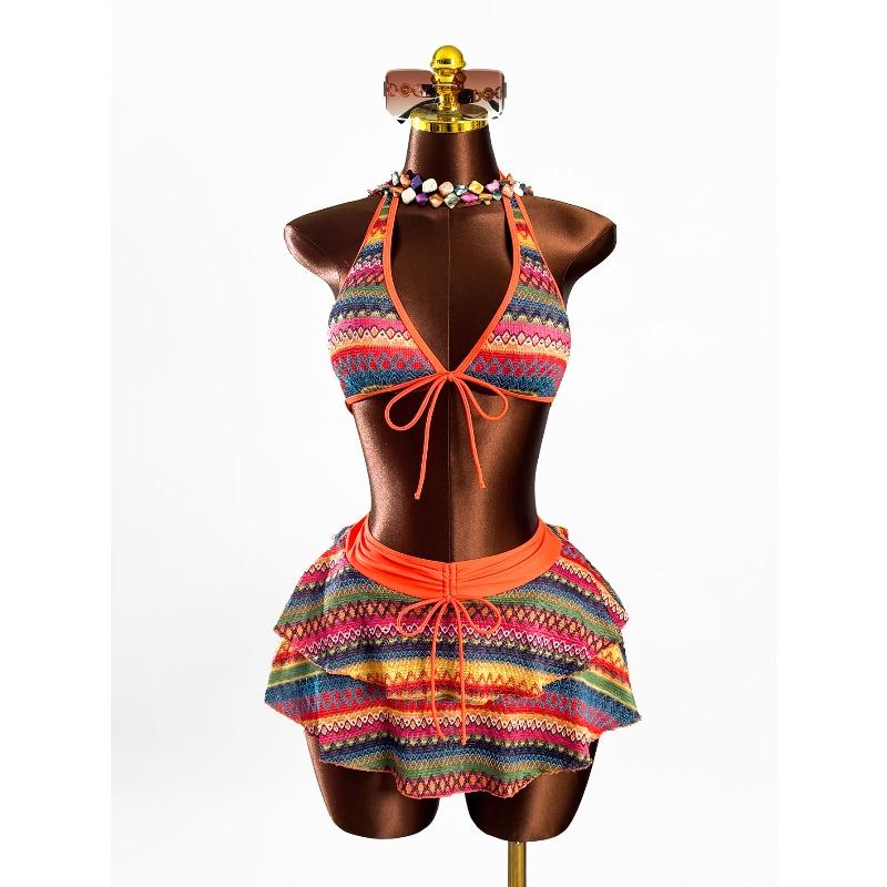 

New Bikini Swimsuit Women s Red Ethnic Style Sexy Swimsuit Vacation European and American Hot Spring Beach Suit S