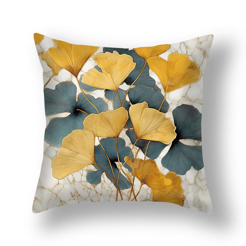 Short Plush Pillowcase, Simple and Versatile Ginkgo Leaf Pillow, Modern Decorative Sofa Pillow, Cushion