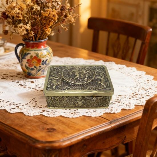 Automatic Popping Bird Metal Box Vintage Embossed Alloy Box Home Office Bookshelf Desktop Decoration Collectible Ornament