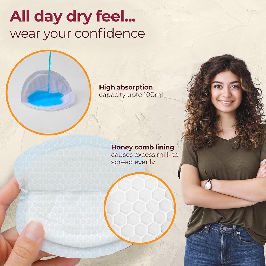 LuvLap Ultra Thin Honeycomb Nursing Breast Pads 48 Pcs Disposable Maternity Pads Highly Absorbent Soft Discreet Fit For Moms
